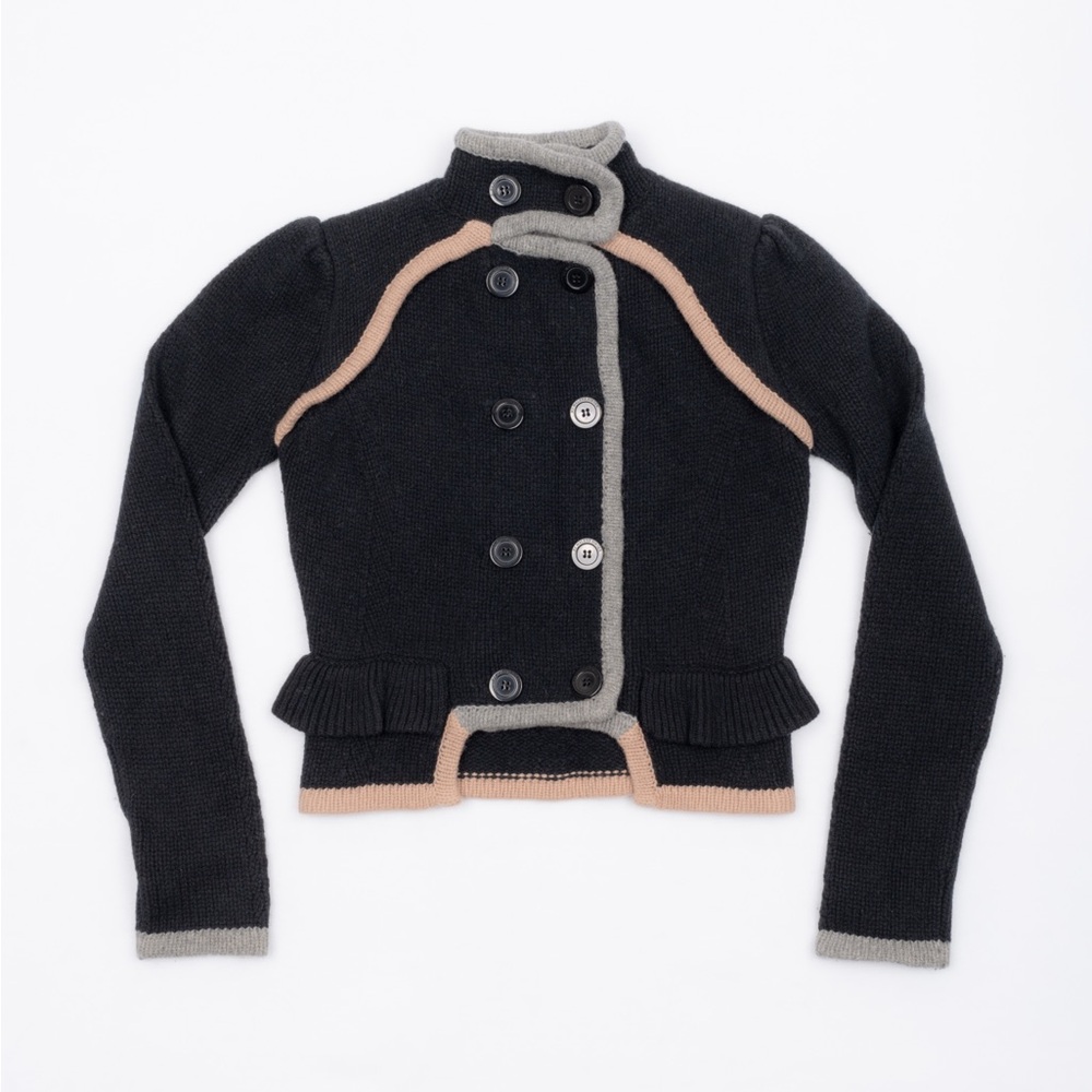 By Malene Birger Black sweater jacket with contrast detail